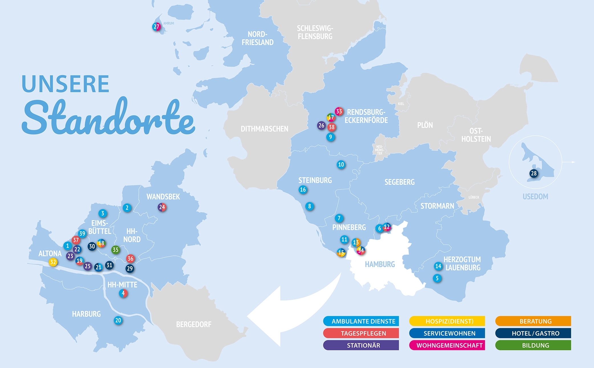 Standortkarte der Pflegediakonie